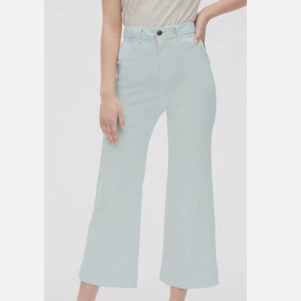GAP High Rise Wide Leg Crop Chino Mint Pants
